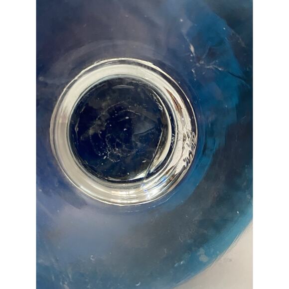 VTG Italian Venetian Murano Aqua Blue Glass Gold Gilt Red Jewels Ewer Decanter - Picture 14 of 16